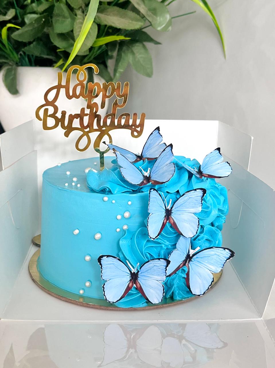 Blue butterfly cake